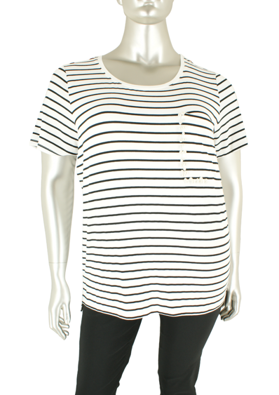 Dex plus, 1274119DP White Black Stripe - Shirts